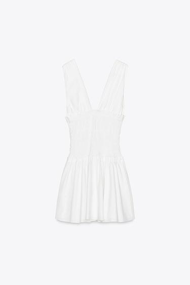 POPLIN DRESS WITH BOWS - White by Zara - Image 4