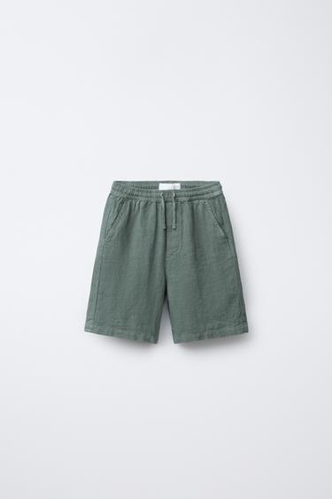 BERMUDA VAN 100% LINNEN - EENDGROEN van Zara - Afbeelding 0