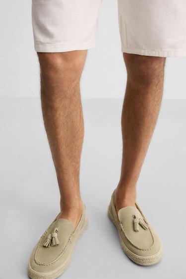 LEATHER CASUAL JUTE LOAFERS - Ecru White by Zara - Image 2