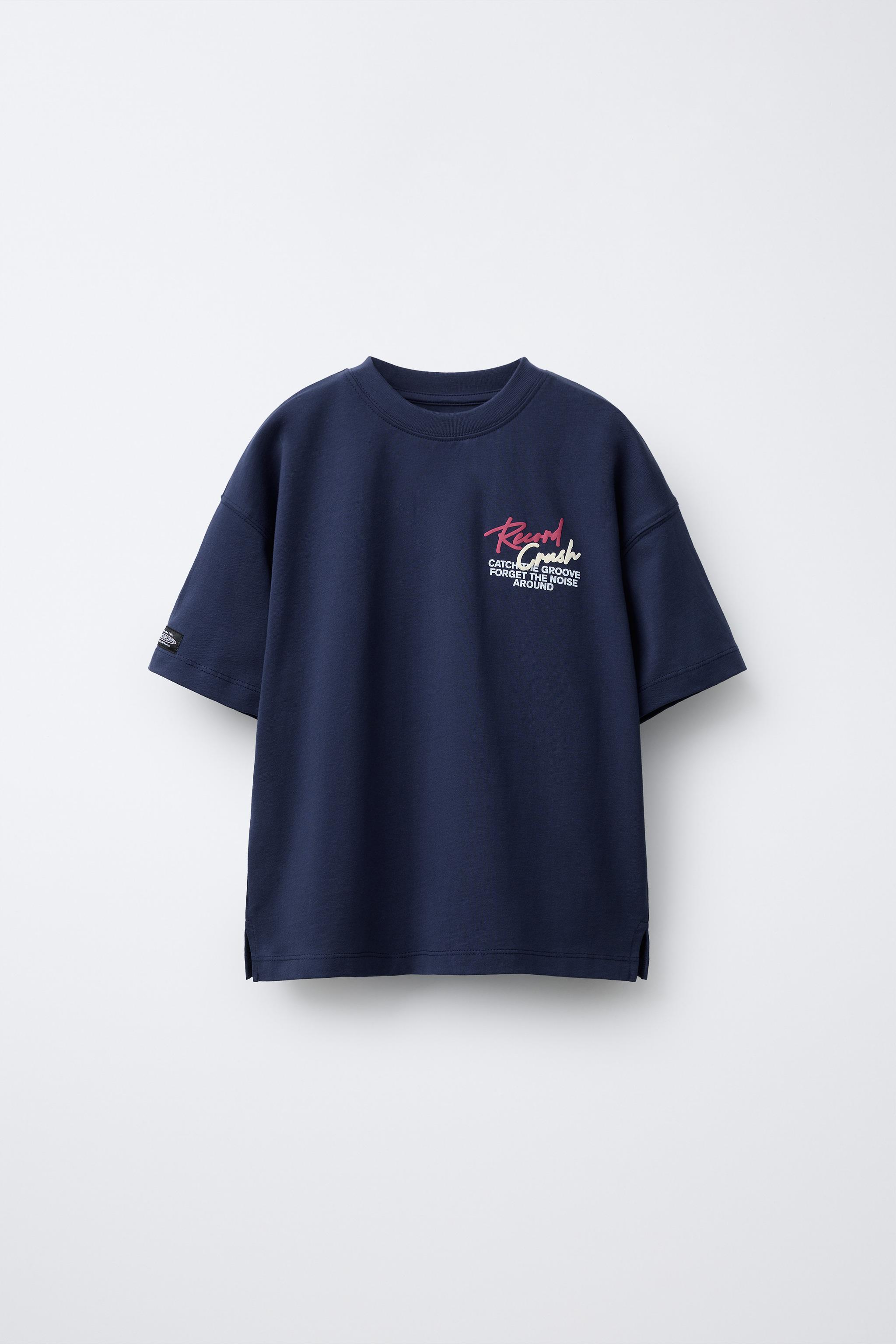 RAISED PRINT T-SHIRT - Blue | ZARA United States