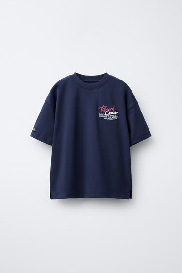 Zara RAISED PRINT T-SHIRT - Blue