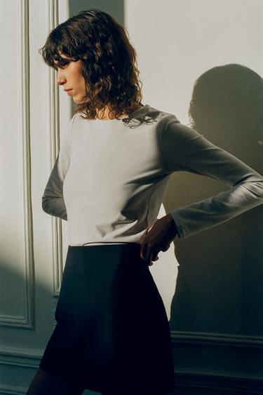 LONG SLEEVE T-SHIRT - Sand by Zara