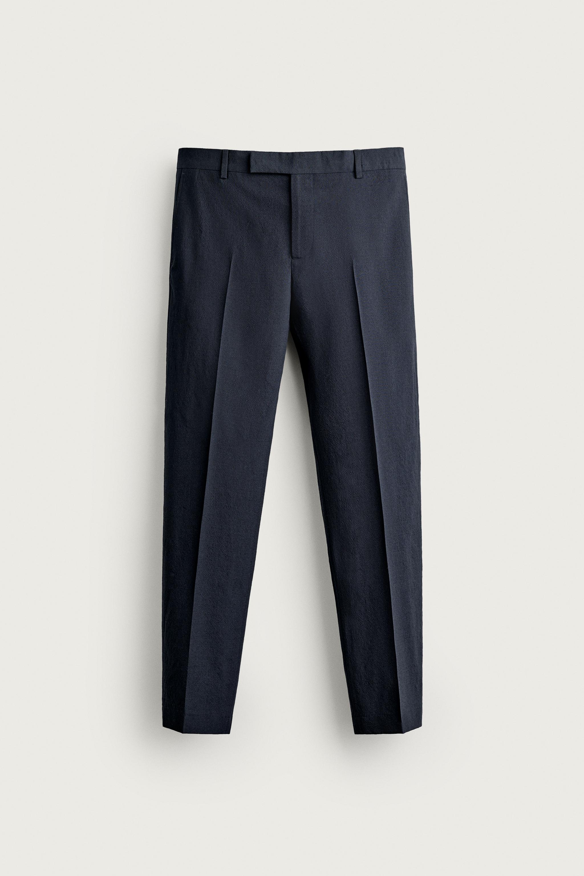 AARON LEVINE X ZARA 100% WOOL SUIT TROUSERS — Navy blue