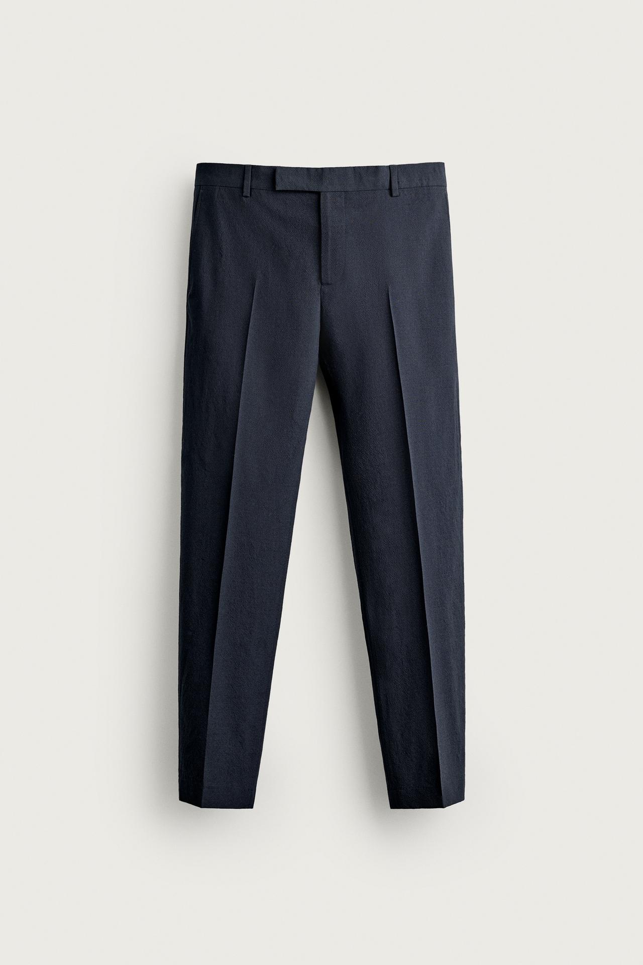 AARON LEVINE X ZARA 100% WOOL SUIT TROUSERS — Navy blue