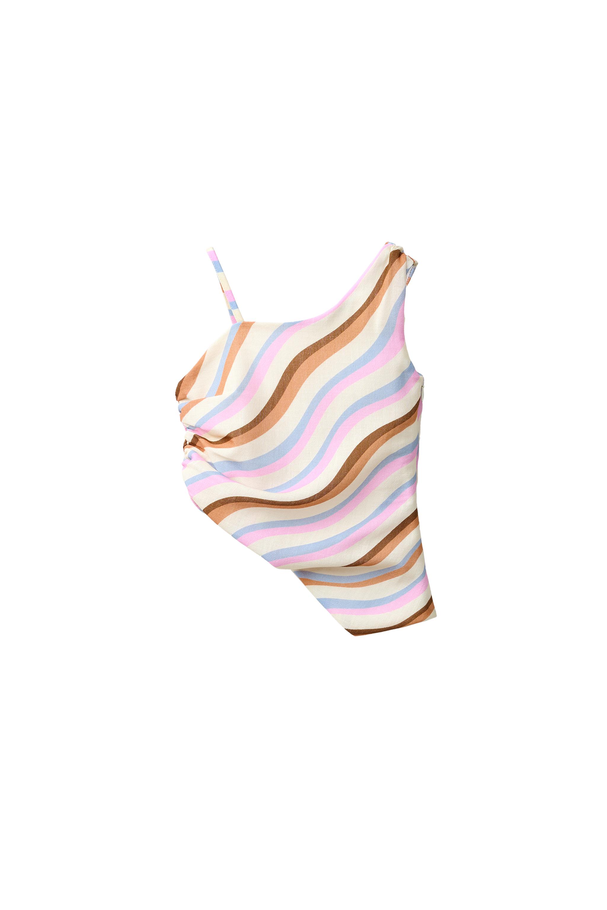 ASYMMETRIC WAVE TOP - Ecru / Blue | ZARA United States