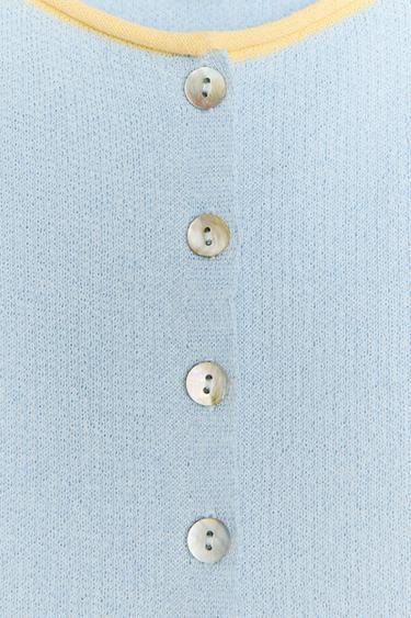 KNIT TOP WITH CONTRAST TRIMS - Blue by Zara - Image 5