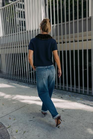 VESTE EN MAILLE COL IMPRIMÉ ANIMAL - Bleu marine de Zara - Image 2