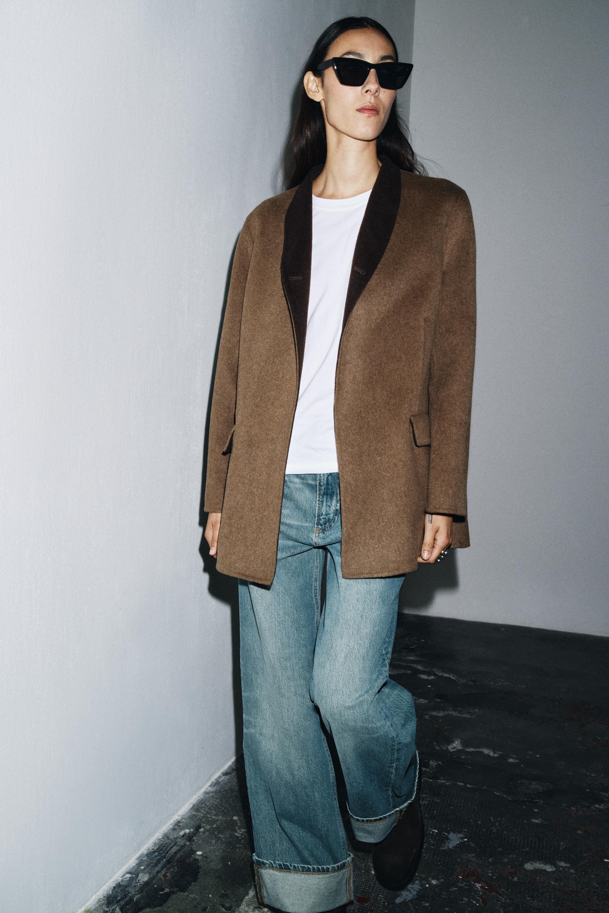 ZARA ウール混紡ジャケット　ZW Collection ZW COLLECTION OVERSIZED WOOL BLAZER - Brown | ZARA United States