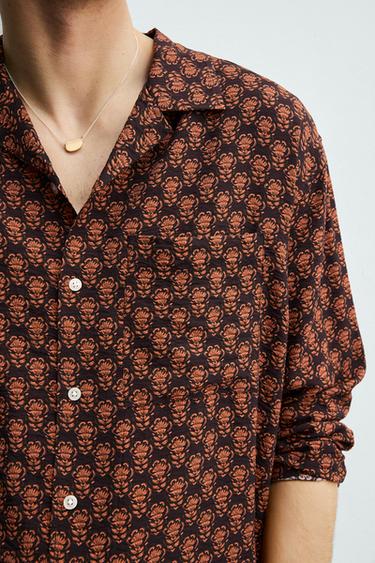 FLUID GEOMETRIC PRINT SHIRT - BLACK/ORANGE by Zara - Image 5