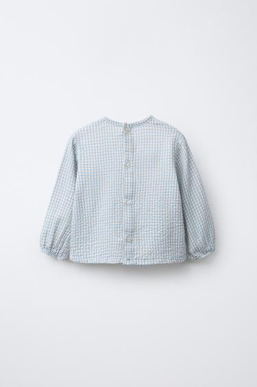 TEXTURED CHECK SHIRT - Sand / Blue by Zara - Image 1