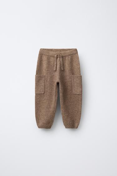 PANTALÓN PUNTO JOGGER - burdeos/crudo de Zara - Imagen 0