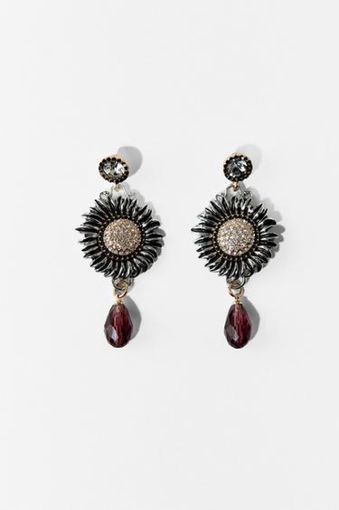Zara JEWEL BEAD FLOWER EARRINGS - Gold / Silver