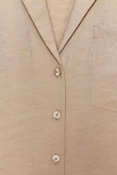 SHORT SLEEVE FLOWING SHIRT - Stone de Zara - Image 7