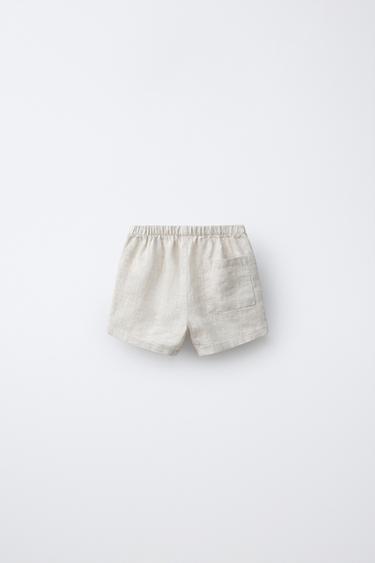 SHORT 100% LIN - Beige clair de Zara - Image 1