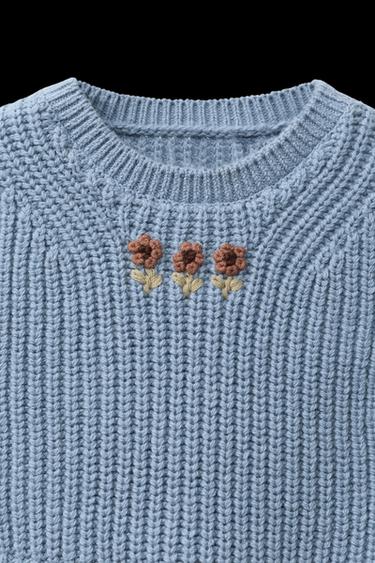 Zara EMBROIDERED KNIT VEST COMBINED GINGHAM SHIRT - Sky blue