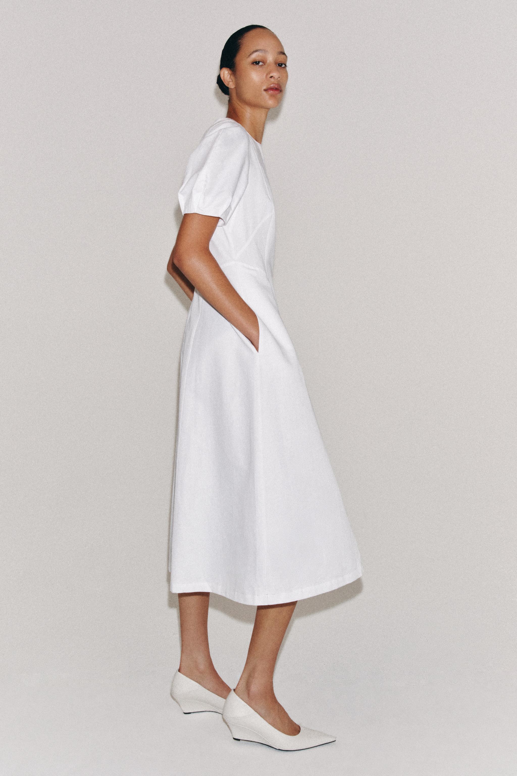 ZW COLLECTION LINEN BLEND MIDI DRESS