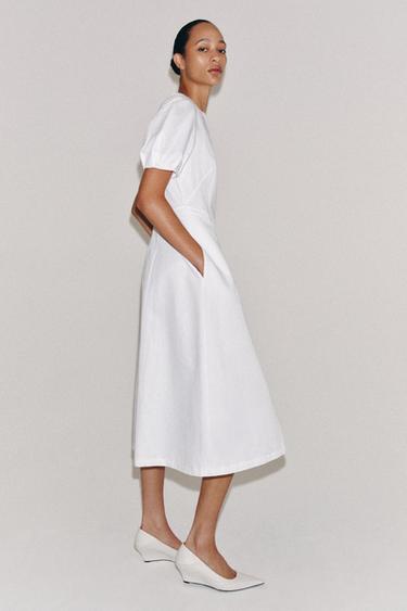 ROBE MI-LONGUE AVEC LIN ZW COLLECTION - Blanc de Zara - Image 2