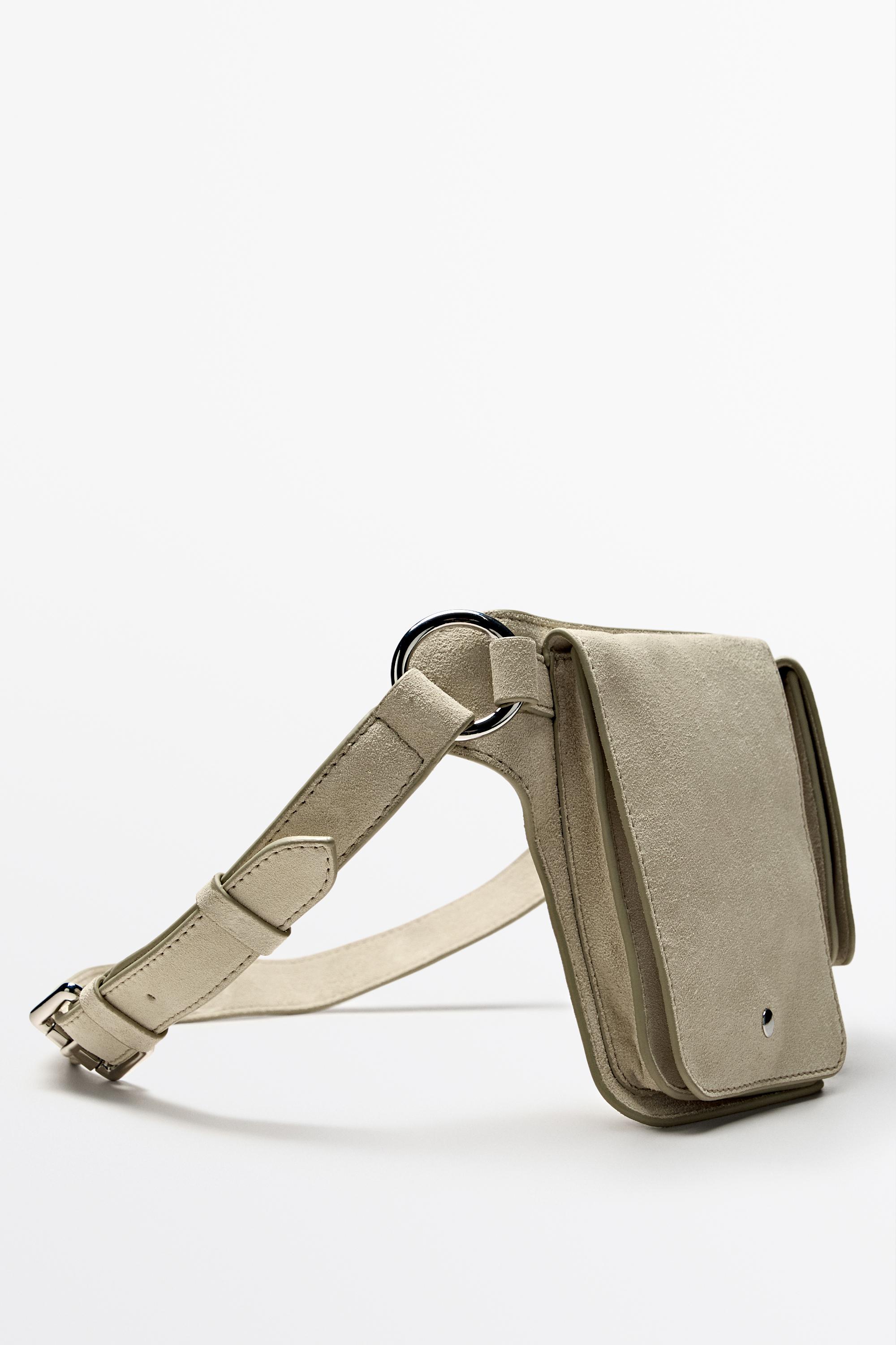 Sac banane double compartiment en croûte de cuir