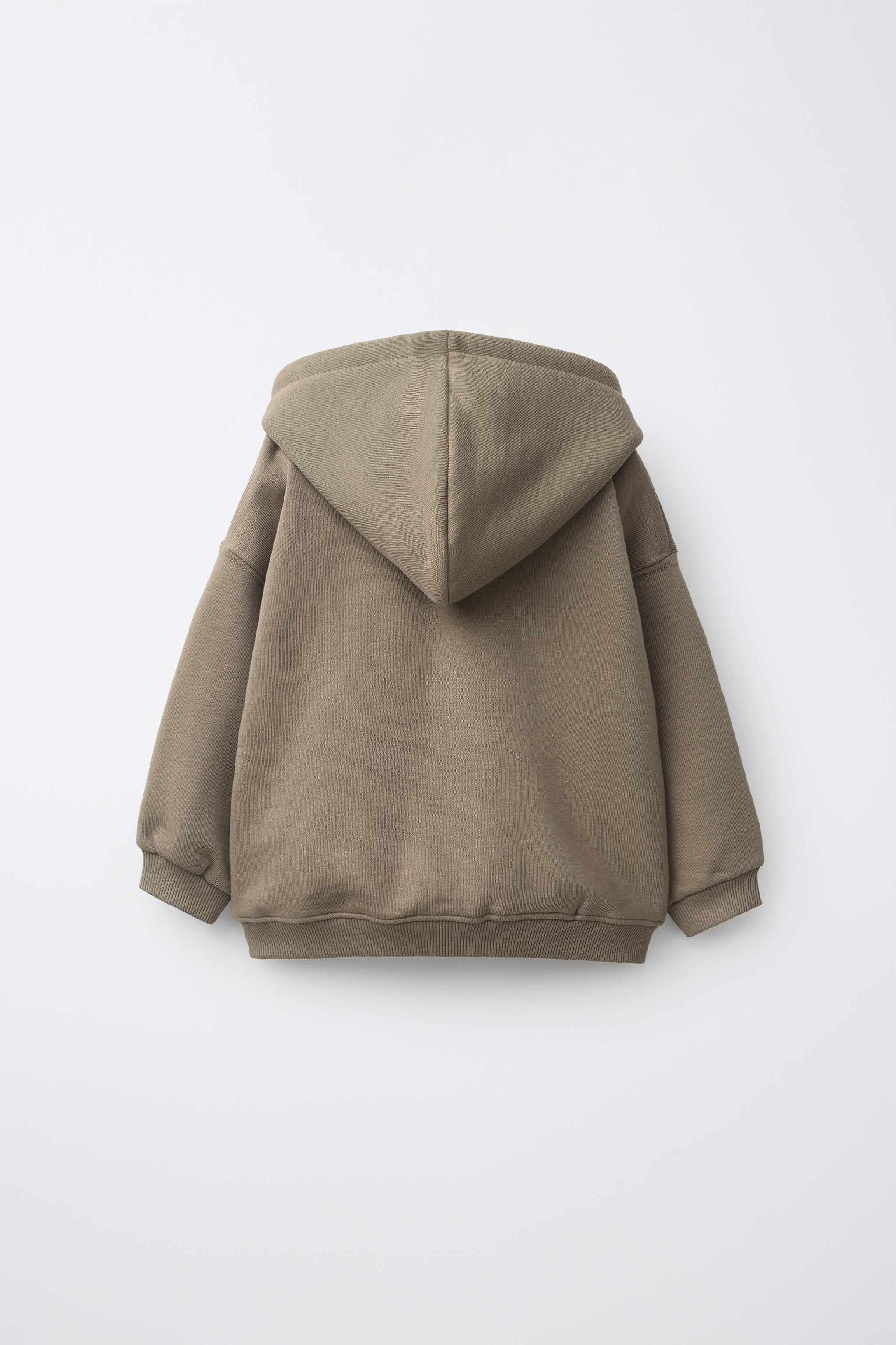HOODED ZIP SWEATSHIRT — Brown / Taupe
