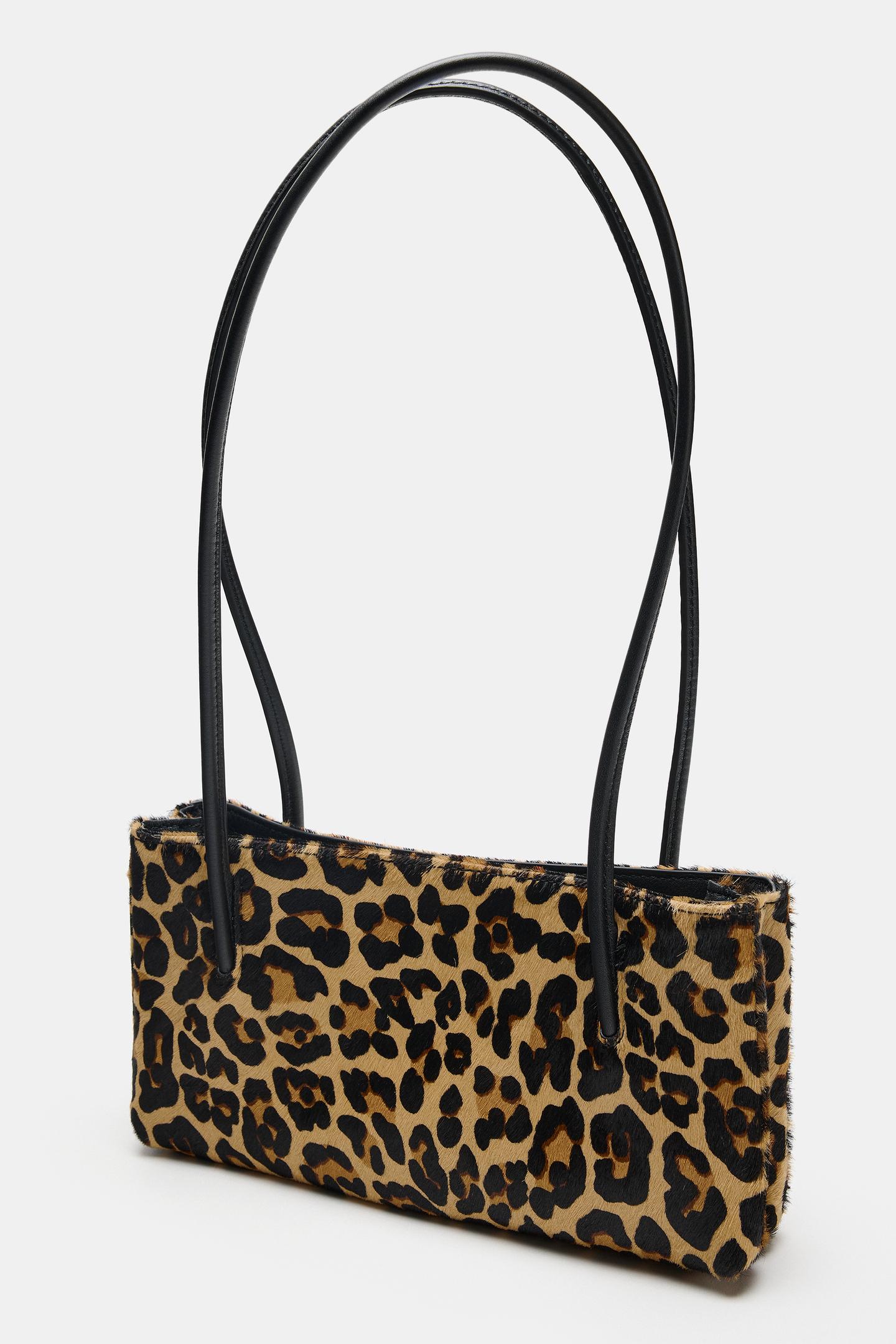 Женская сумка Zara Animal Print Leather Shoulder, цвет: Леопардовый — фото 5