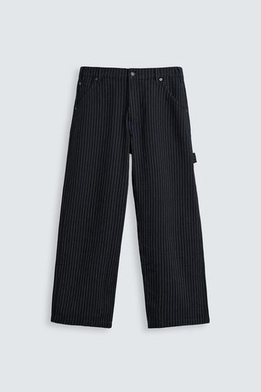 CALÇA RELAXED FIT LISTRADA - Azul da Zara