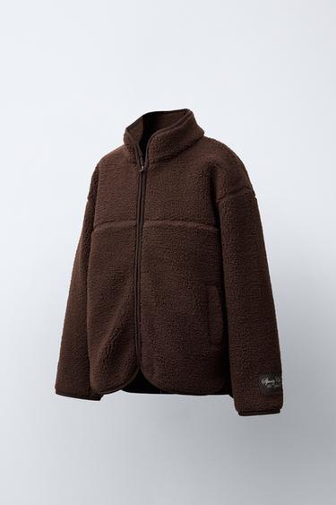 VESTE EFFET MOUTON LISERÉS - Marron de Zara - Image 1