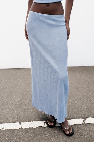 JUPE MI-LONGUE TEXTURÉE - Bleu clair de Zara - Image 2