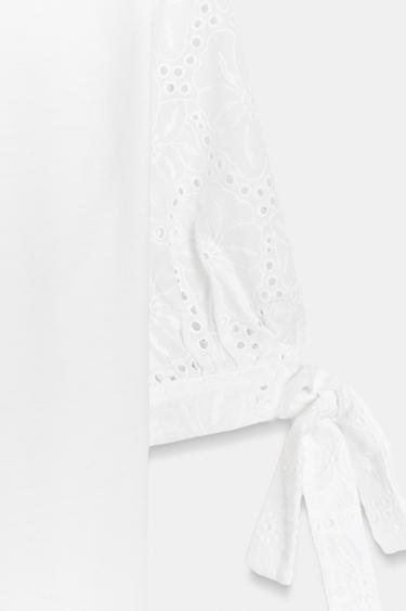 EMBROIDERED T-SHIRT - White by Zara - Image 7