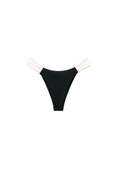 CONTRAST STRAP BIKINI BOTTOMS - Black by Zara