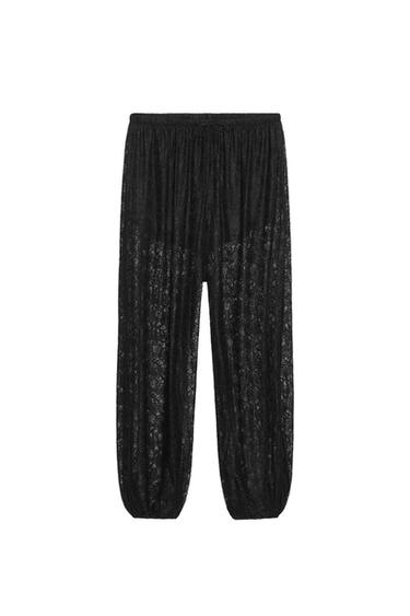 Zara LACE BALLOON PANTS - Black