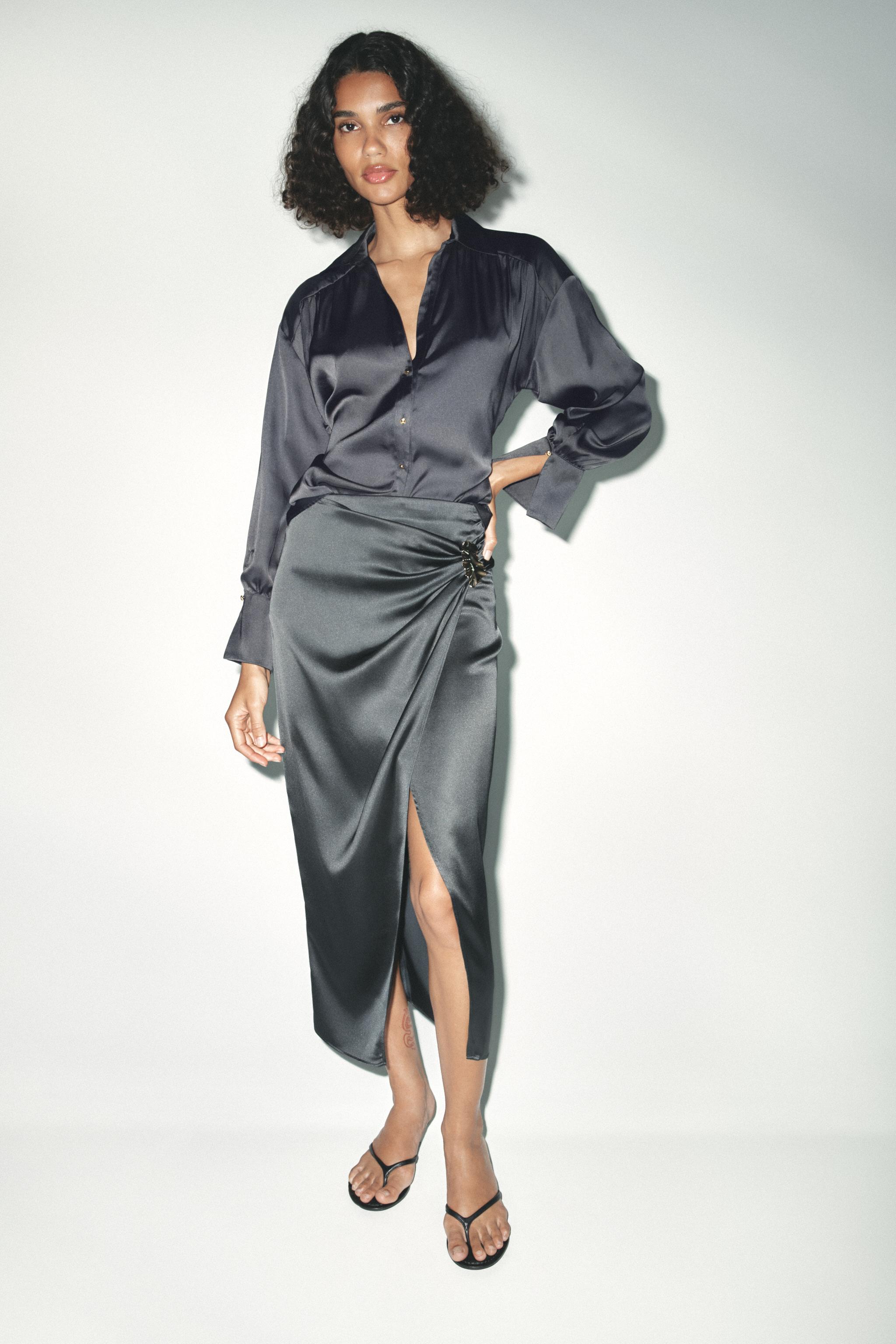 CODE A / satin shirt / ネイビーシャツ satin shirt（シャツ・ブラウス） | CODE A（コードエー