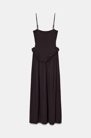 ROBE PEPLUM À VOLUME - Marron foncé de Zara - Image 8