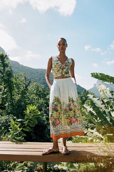 PRINTED MIDI LAYERED SKIRT - Multicoloured de Zara - Image 1