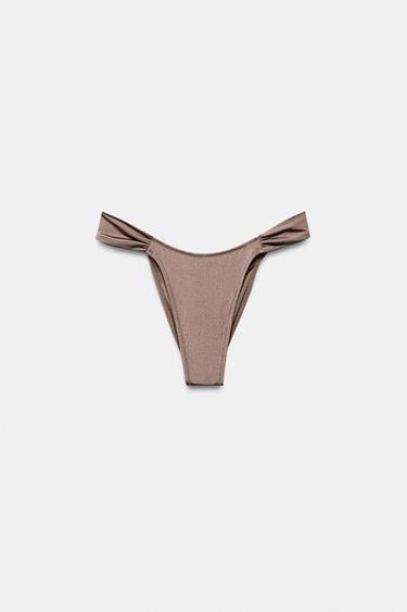 GATHERED BIKINI BOTTOMS - Taupe grey by Zara