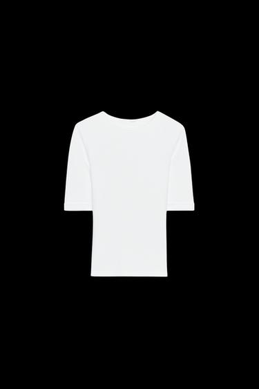 WASHED COTTON T-SHIRT - White by Zara - Image 0