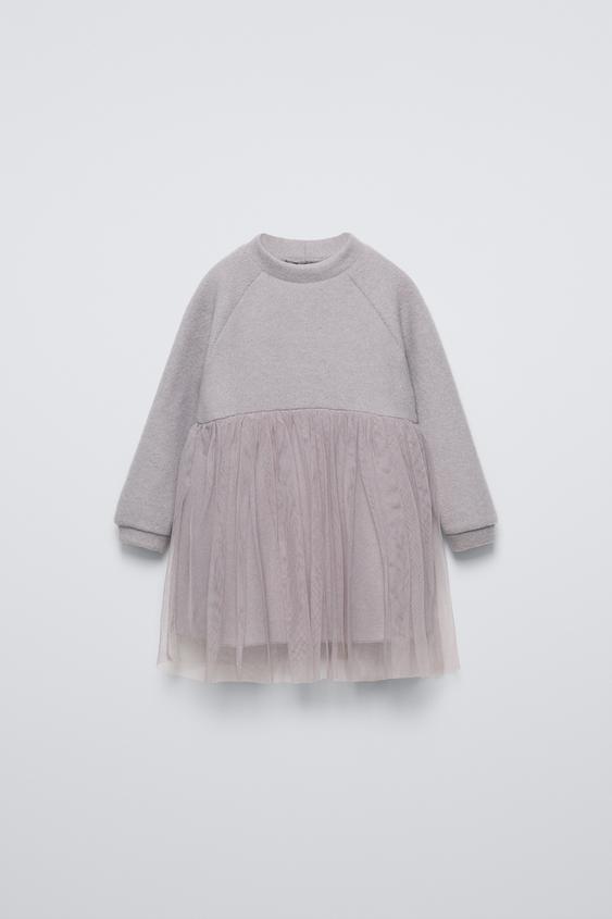 SOFT TOUCH TULLE DRESS Light gray ZARA Canada