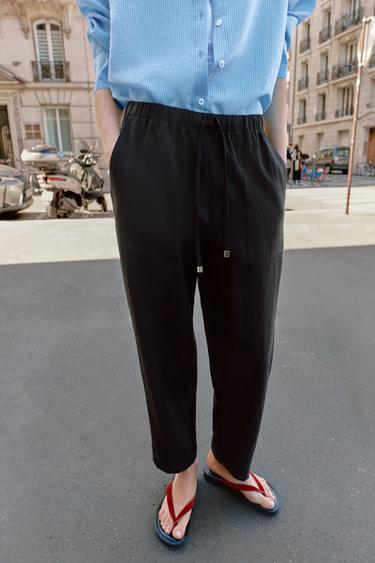 ELASTIC WAIST TROUSERS - Black by Zara