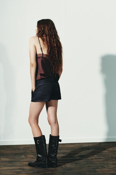 SATIN TOP WITH LACE - chocolate by Zara - Image 3