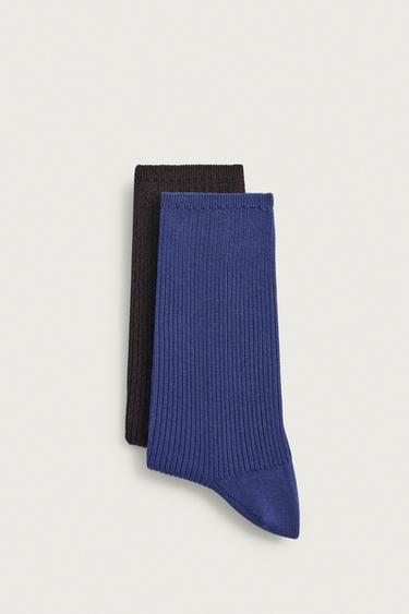 COTTON BLEND RIBBED SOCKS - 2 PACK — various 2