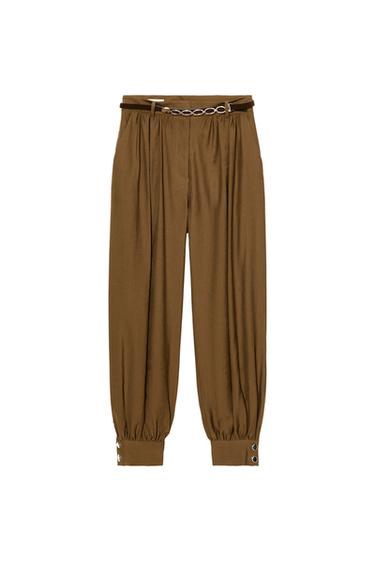 PANTALÓN BOMBACHO CINTURÓN CADENA - Oliva de Zara
