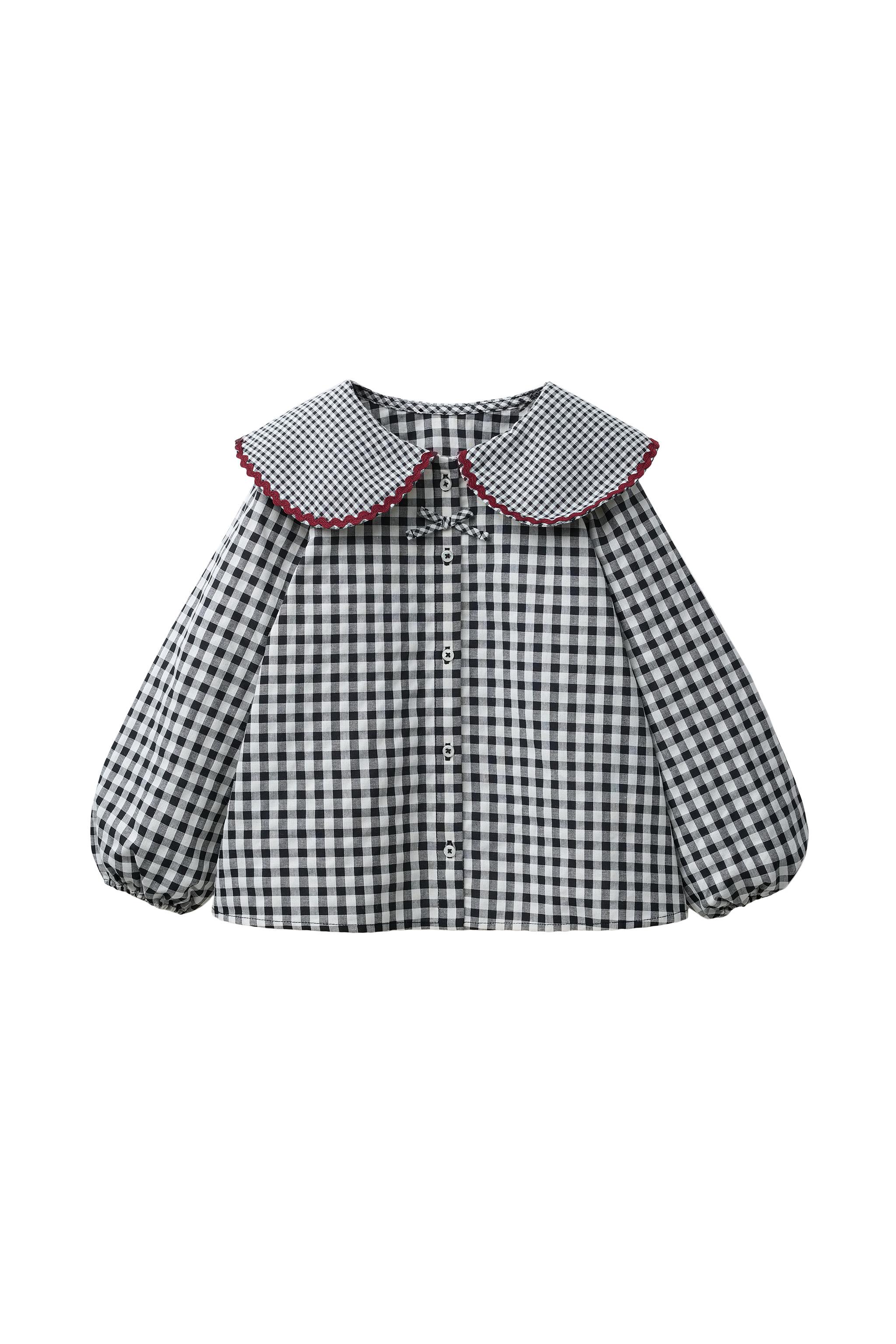 ピーターパンカラーギンガムチェックブラウス - エクリュ | ZARA Japan