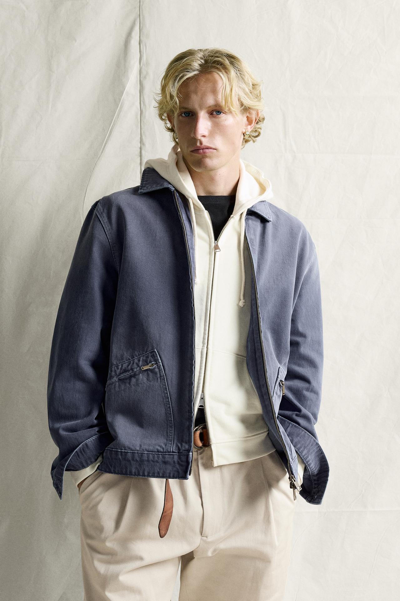 REGULAR FIT DENIM ZIP-UP JACKET — Light indigo
