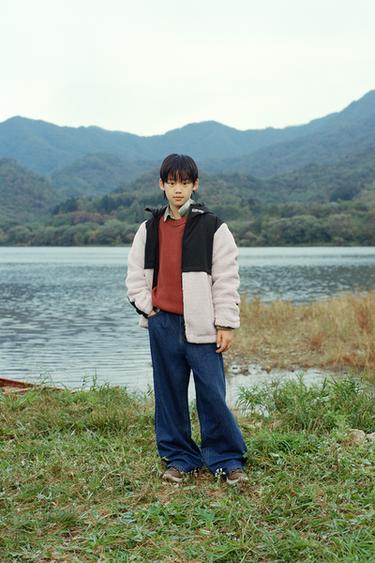 FAUX SHEARLING AND NYLON JACKET - Oyster-white by Zara