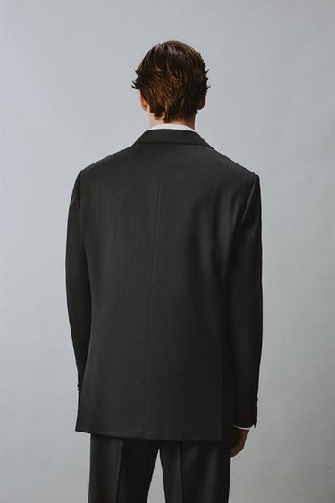 VESTE DE COSTUME CROISÉE 100 % LAINE - Noir de Zara - Image 2