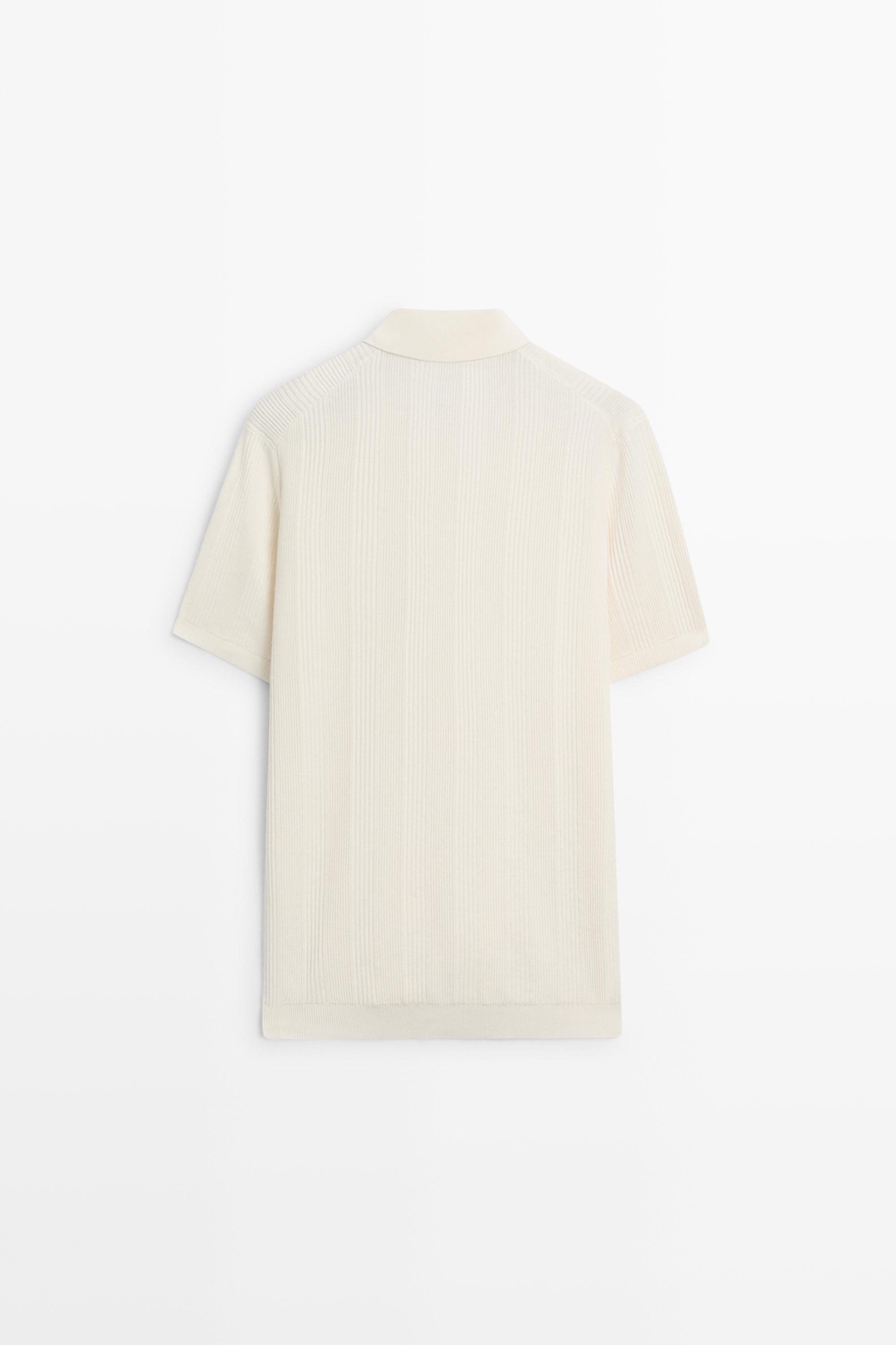 100% cotton textured striped knit polo shirt