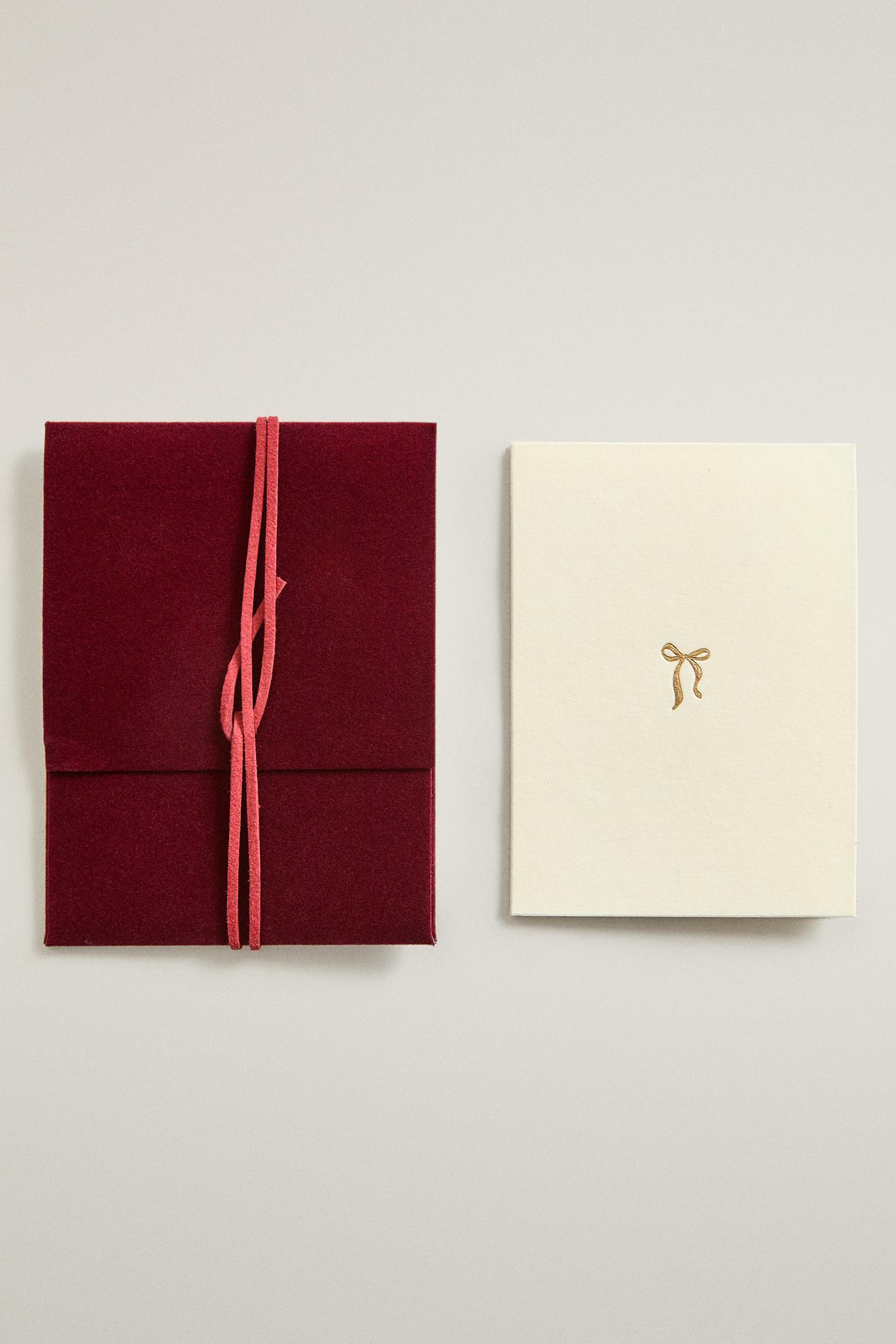 Zara Christmas Velvet Card and Envelope Set (Pack OF 4), цвет: Красный