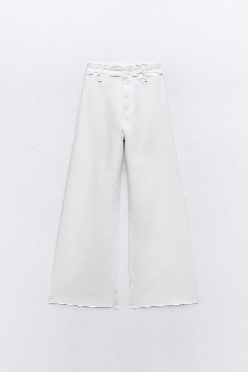 Zara Femme Pantalon Blanc Coton Stretch Coupe Slim Blanc Neuf sans Etiquette