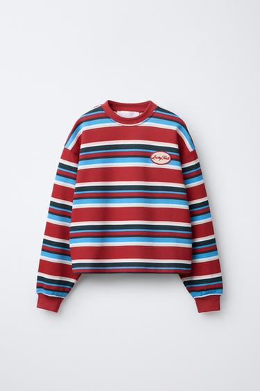 STRIPED T-SHIRT WITH PATCH - striped by Zara