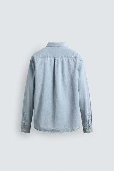 WASHED DENIM SHIRT - Sky blue by Zara - Image 7