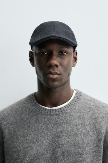 Zara FLANNEL BERET - Navy blue - Image 0